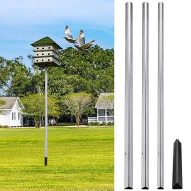 Tandefio 15 ft Telescoping Purple Martin House Pole with Ground Socket Heavy Duty 3-Section Telescoping Pole Purple Martin Bird House Heavy Duty Accessories(1 Pcs)