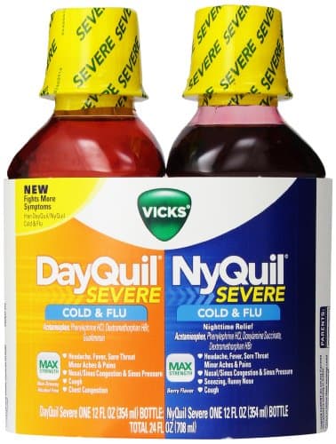 Vicks DayQuil and NyQuil Severe Cold & Flu Liquid Convenience Pack (2 Count, 12 Fl Oz Each)