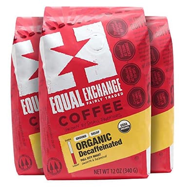 Equal Exchange Organic Ground Coffee, Decaf, 12-Ounce Bag (Pack of 3)
