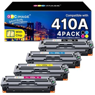 GPC Image Compatible Toner Cartridge Replacement for HP 410A CF410A CF411A CF412A CF413A to use with Color LaserJet Pro MFP M477fdw M477fdn M477fnw Pro M452dn M452nw M452dw Printer Toner (4 Pack)
