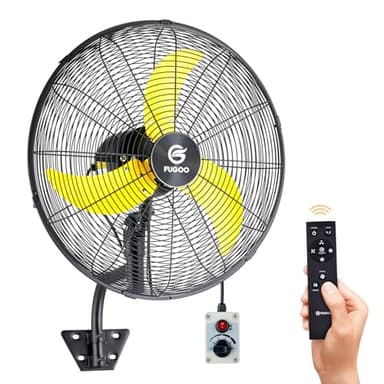 FUGOO 24" Quiet Outdoor Oscillating Wall Mount Fan With Remote Control,All Sealed BLDC Motor,4-Speed Waterproof Outdoor Fan, Heavy Duty Industrial Wall Fans for House,Patios,Garage,Warehouse 5000CFM
