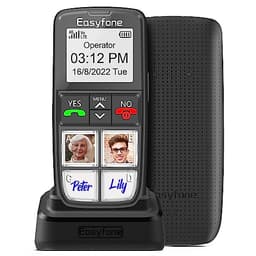 Easyfone T6 4G Picture Button Cell Phone for Seniors and Kids | Easy-to-Use | Clear Sound | Easy Charging Dock | SOS Button | SIM Card Included | Good for Dementia, Alzheimer's and Kids (T6 Black)