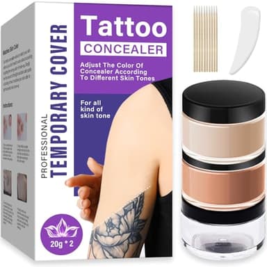 Tattoo Cover Up Makeup Waterproof - Adjustable Concealer, Waterproof & Long-Lasting Tattoo Cover, Suitable for Tattoos, Scars & Spots, 2 Colors