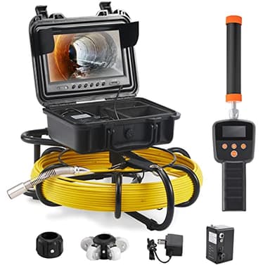 VEVOR Sewer Camera with 512Hz Locator, 165 ft/50 m, 9" Pipeline Inspection Camera with DVR Function, IP68 Camera with 12 Adjustable LEDs, 16GB SD Card for Sewer Line, Home, Duct Drain Pipe Plumbing