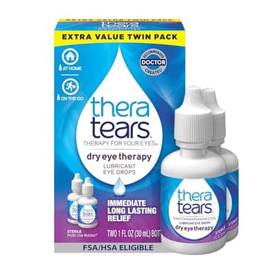 TheraTears Dry Eye Therapy Lubricating Eye Drops for Dry Eyes, 1 Fl Oz Twin Pack, (2 x 30mL Bottles)