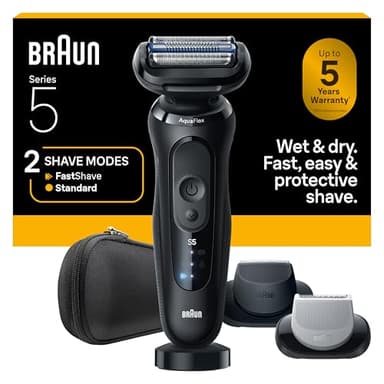 Braun Electric Razor for Men Series 5, Beard Shaver, Electric Shaver with Body Groomer and Travel Case, S5 5155cs