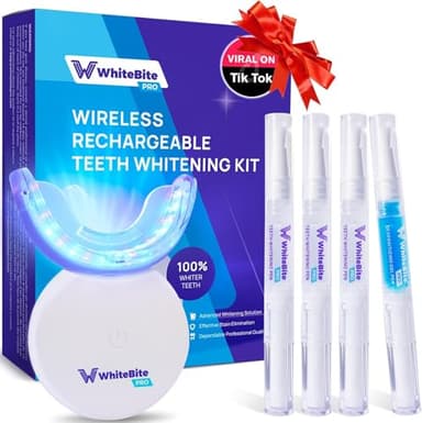 Whitebite Pro Teeth Whitening Kit for Sensitive Teeth – Dual LED Light + 35% Carbamide Peroxide Gel + Remineralizing Gel | Dental-Grade Whitening at Home