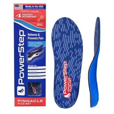 PowerStep Pinnacle Plus Met, Ball of Foot Pain Relief Orthotics, Shoe Inserts, Metatarsalgia, Arch Support, Morton's Neuroma Pain Relief, Shoe Insoles, Metatarsal Pad, Made in USA (M 10-10.5, W 12)