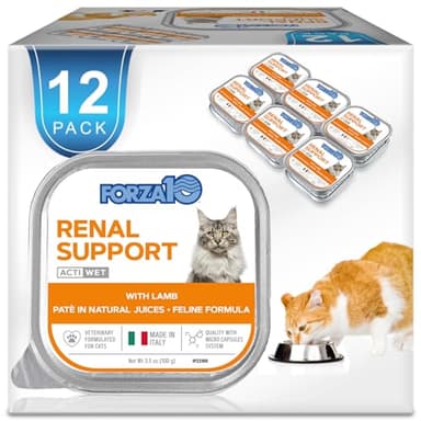 Forza10 - Cat Food, Vet-Formulated Renal Wet, Non GMO, Kidney Care Food with Lamb Flavor, Crafted for Adults, Made in Italy (3.5 oz, 12 Pack)