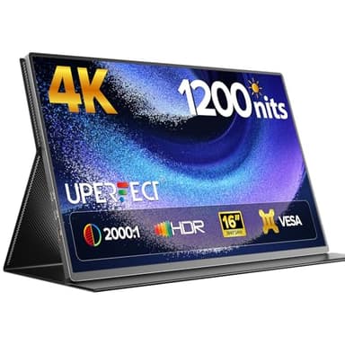 UPERFECT Portable Monitor 4K 16" | 1200 Nits Laptop Monitor | 3840 * 2400 UHD | 145% sRGB, 2000:1 Contrast | USB-C & MINI HDMI | VESA & Smart Case | Travel Screen for Computer, PC, Game Consoles