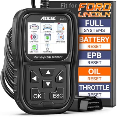 ANCEL FD500 OBD2 Scanner fits for Ford Lincoln Mercury - All Systems Code Reader with Engine, ABS, SRS, Transmission, 4WD Diagnostics - Scan Tool with EPB, Throttle, Oil Reset, Battery Registration