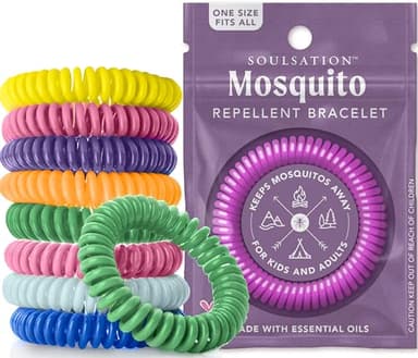 SoulSation 25 Pack Mosquito Repellent Bracelets, DEET-Free for Kids & Adults, Individually Wrapped Bands