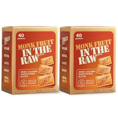 Suger in the Raw Monk Fruit Zero-Calorie Sugar Substitute Packets - Natural Monk Fruit Sweetener Powder, No Erythritol, Plant-Based Keto Sweetener, Diabetic Friendly, 40 Count Each (Pack of 2)