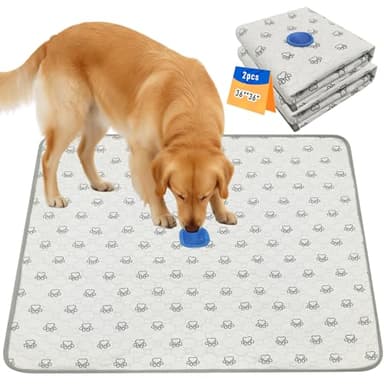 2Pack Washable Pee Pads for Dogs, Reusable Puppy Pads Pet Training Pads with Activated Carbon Pheromone Attraction Targets, Waterproof & Non-Slip Dog Pee Pads for Housebreaking (36"x36")