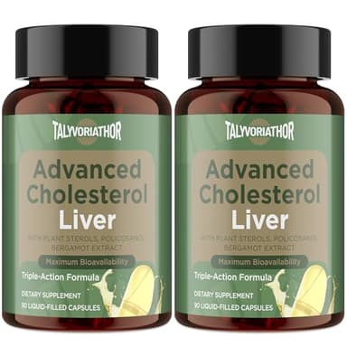 Advanced Cholesterol Lowering Supplements & for High Cholesterol | Liquid-Filled Capsules for Maximum Absorption | Plant Sterols, Policosanol, Bergamot Extract | Triple-Action Formula,180 Capsules