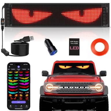 Rayhome Upgrade Synchronize Multiple Devil Eyes Light, 15''x4'' Full Color led Eyes for car Windshield, Programmable Scrolling LED Display for Car, car Eyes Animated led for Car SUV Window