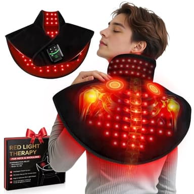 Cordless Red Light Therapy for Neck Shoulder with Heat & Massage, 5000mAh Controller 118LEDs 3-in-1 Chip 660nm&850nm Infrared Light Therapy Pad for Body Home Outdoor Use