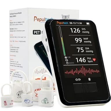 Pepultech Veterinary Blood Pressure Monitor for Dogs Cats,Rechargeable Animal BP Monitor for Family Clinic Use,3.5inch Display &1000 Data Memory,Accurate Results & Easy to Use (5 Cuffs Set)