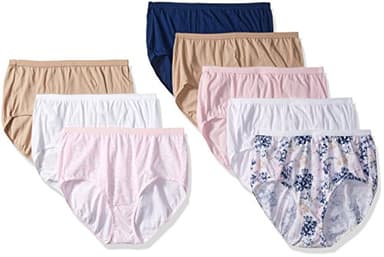 JUST MY SIZE Women's 8-Pack Cotton Brief Panty, Assorted, 10