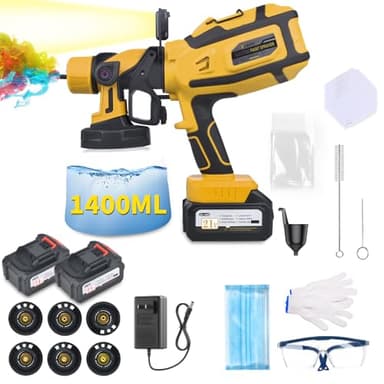 Cordless Paint Sprayer with Makita 2 * 4AH Batteries,6 Nozzles & 3 Spray Patterns & 10 Paint Bags & 1 Night Light,Spray Paint Gun with 1400ML Container,Paint Sprayer for House Wall Furniture
