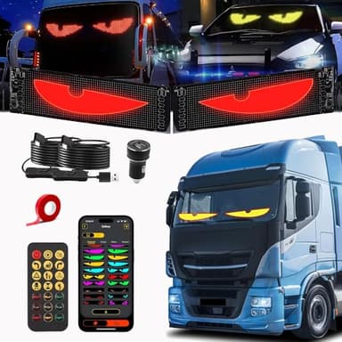2PCS Devil Eyes Lights for Cars-23.42x4.72 Inch,Programmable Eyes for Car/Truck Windshield, Flexible LED Display Screen Panel for Car Window, with Bluetooth APP & Remote Control for Cars Trucks SUVs