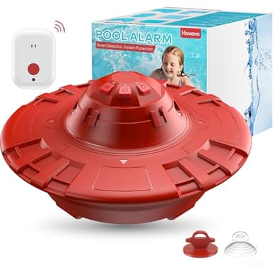 Pool Alarm, Floating Pool Safety Alarms for Inground & Above Ground Pools – Loud 110dB Alert, Adjustable Sensitivity, Protection for Kids & Pets (Hot Red)