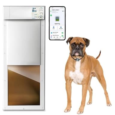 Power Pet WiFi Automatic Electronic Pet Door by High Tech Pet - Pet Operated Dog Door, App Control, 24/7 Scheduling, Secure, Air Tight, for Large Dogs (30-100 lbs.) Door Mount, Easy Install - PX2-WIFI