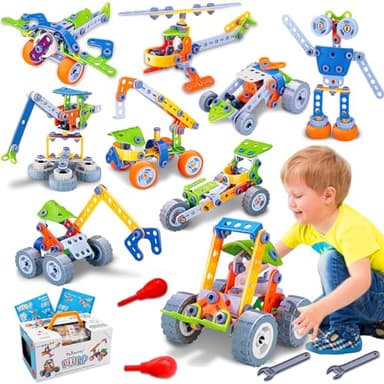 10 in 1 STEM Toys for 4 5 6 7 8+ Year Old Boy Girl Birthday Gifts Building Toys for Kids Ages 4-8 5-7 6-8 Preschool Educational Stem Activities for Boys 3-5 4-6 8-10 Creative Games Christmas Idea Gift