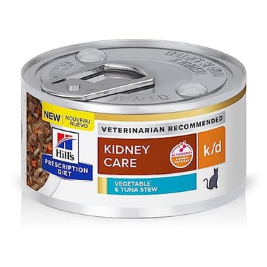 Hill's Prescription Diet k/d Kidney Care Vegetable, Tuna & Rice Stew Wet Cat Food, Veterinary Diet, 2.9 oz. Cans, 24-Pack