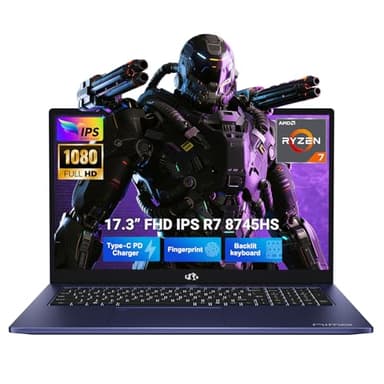 NIMO 17.3" IPS-Gaming-Laptop, AMD Ryzen 7 8745HS Up to 4.9GHz Beat R9 7940HS 32GB RAM 1TB SSD Radeon 780M-Graphics, WiFi 6E USB4 Backlit Keyboard Fingerprint, Win 11 PC for Work & Play 2-Yr Warranty