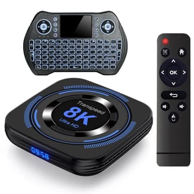 Android TV Box 12.0 4GB 64GB TV Box 2026 Support 8K Dual-WiFi 2.4G 5.8G Android Box H618 Chipset with HDR10 BT5.0 USB 2.0 3D Ethernet with Mini Backlit Keyboard