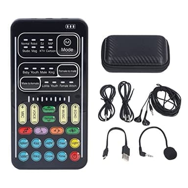 Portable Voice Changer, I9 Voice Changer Set - Multifunction Portable Mini Sound Card Sound Board for PS4, PS5, One, PC, Phone, Laptops with Adjustable Voice Functions