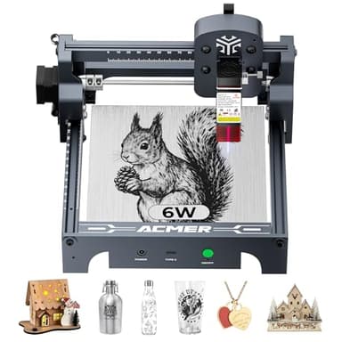 ACMER S1 Laser Engraver, 6000mW Laser Engraver Machine Higher Accuracy Lazer Cutter and Engraving Machine with Working Area 130x130mm,0.04mm Laser Spot Engraving Machines & Tools