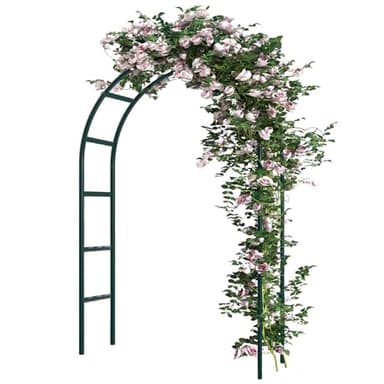RUBFAC 94" Metal Garden Arch Trellis for Climbing Plants Outdoor, Garden Arbors and Arches, Halloween Archway for Pumpkin Balloon Rose Vines Wedding Christmas Birthday Party Decorations, Army Green