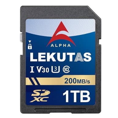 LEKUTAS 1T(999GB) SDXC UHS-I Memory Card - Up to 200MB/s Read Speed, C10, U3, V30, 4K UHD, Full-HD & 4K Video SD Card for Canon Nikon Sony Fujifilm DSLR Cameras or Mirrorless Cameras