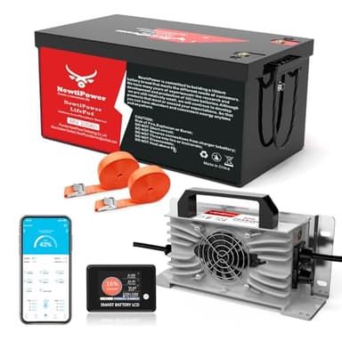 48V 100Ah Golf Cart LiFePO4 Lithium Battery 200A BMS,NewtiPower 10000+ Deep Cycle Lithium Iron Phosphate Battery Great for Golf Cart, RV, Marine and Off Grid Applications