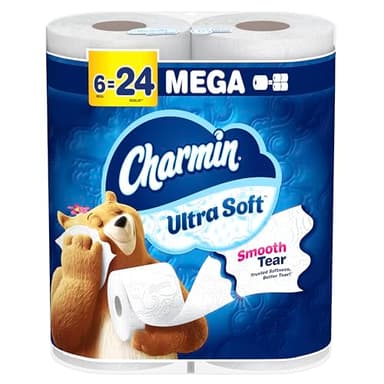 Charmin Ultra Soft Toilet Paper 6 Mega Rolls = 24 Regular Rolls