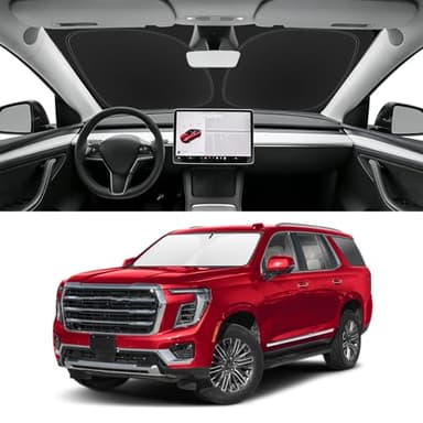 SLOGENTO Custom Fit Windshield Sun Shade for GMC Yukon/Yukon XL 2021-2026, Blocks UV & Heat, Retractable Front Window Sunshade Accessories, Easy Fold & Store Keep Your Car Cooler