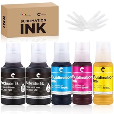 Hiipoo 580ML Sublimation Ink for Supertank Inkjet Printer ET-2400 ET-2720 ET-2760 ET-2800 ET-2803 ET-2850 ET-3760 ET-4800 ET-15000 Heat Press Transfer on T-Shirt (Autofill/ICC-Free/Anti-UV)