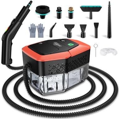 Trelyna Steam Cleaner,1.9 Quart Tank,3-Level Adjustable Handle,2500W Portable Steamer with 4Bar High-Pressure & Temperature for Grout,Tile,Floor,Shower,Bathroom,Furniture Cleaning (12 Accessories)