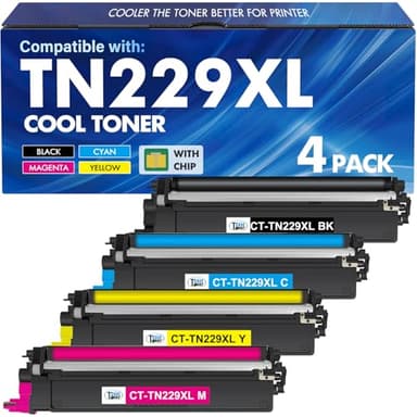 TN229 TN229XL Toner Cartridges MFC-L3780CDW MFC-L3720CDW: Compatible for Brother HL-L3280CDW HL-L3220CDW HL-L3300CDW HL-L3295CDW TN 229 229XL TN-229XL TN-229 229XL Toner Cartridges 4 Pack Printer
