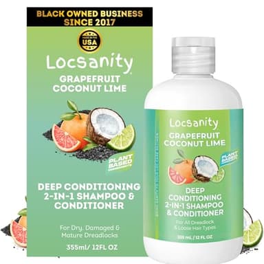 Locsanity - Grapefruit Coconut & Lime 2-in-1 Loc Shampoo & Conditioner - 16oz - Hydrating, Strengthens Hair for Dreads, Sisterlocks, Locks, & Dreadlocks | Optimal for Mature Locs