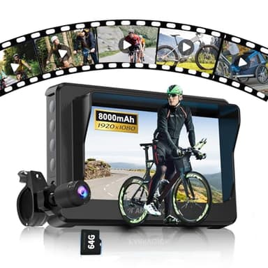 PARKVISION Bicycle Rear View Camera Recorder, 4.3'' 1080P Monitor, 8000mAh Battery,Loop Recording, 64GB TF Card, Bike Front/Backup Cam for Mountain Ebike Road Bike