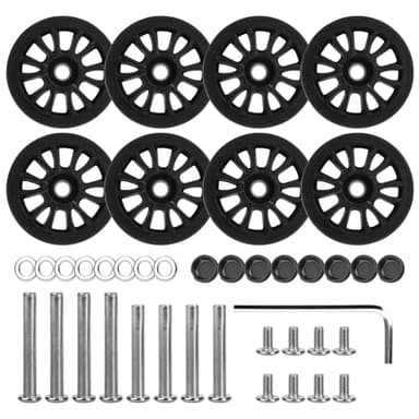 Zoofen 8 Pcs Luggage Replacement Wheels 50 x 11mm Double Luggage Wheels Rubber Suitcase Replacement Casters(Black)
