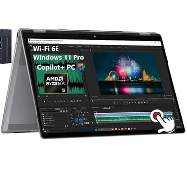 HP OmniBook X Flip 16" 2K Touchscreen 2-in-1 Copilot+ Laptop, AMD Ryzen AI 5 340, 16GB RAM 1TB SSD, Wi-Fi 6E, Bluetooth 5.3, Backlit Keyboard, 256gb 9H Docking Station, Windows 11 Pro, Meteor Silver