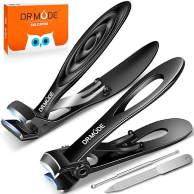Toenail Clippers for Thick Toenails for Seniors, Angled Head Long Handled Toe Nail Clippers for Men with Wide Jaw Opening, Heavy Duty Large Finger Nail Clippers Adult Cutter with Catcher, Black