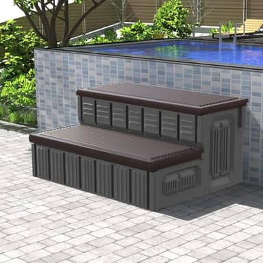 Hot Tub Steps, Outdoor Spa Steps with Storage, Non-Slip & Sturdy Hot Tub Stairs, 36 Inches Long