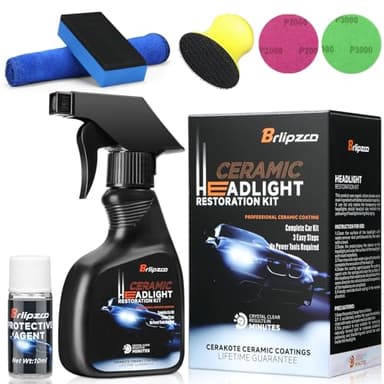 Brlipzrn Car Headlight Restoration Kit, Ceramic Headlight Restoration Kit, No Power Tools Required, Headlight Cleaner and Restorer Kit, Headlight Cleaner, Headlight Restoration Spray