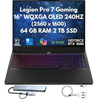 Lenovo Legion Pro 7i Gen 10 Gaming Laptop 2026, 16" WQXGA OLED (2560 x 1600) 240Hz, 24-Core Intel Ultra 9 275HX, 64GB CSODIMM DDR5 RAM, 2TB PCIe Gen 4, NVIDIA RTX 5080 16GB GDDR7, Windows 11 Pro