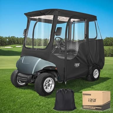 10L0L 2 Passenger Golf Cart Enclosure fit Yamaha G14 G16 G22 G29 Drive/Drive 2, 600D Heavy Duty Yamaha Rain Cover with Clear PVC Windshield, Side Mirror Openings, Waterproof/UV Block Oxford Cloth